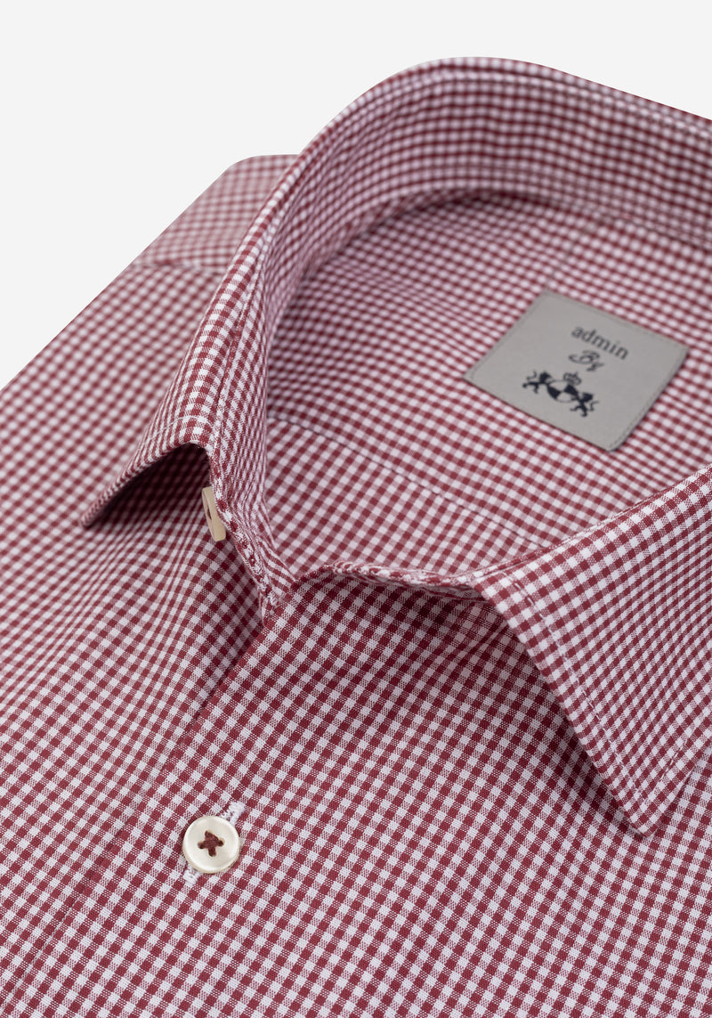 Claret Red Checked Poplin Shirt