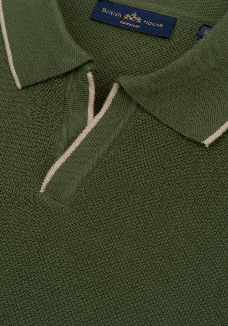 Forest Olive Knitted Polo Shirt