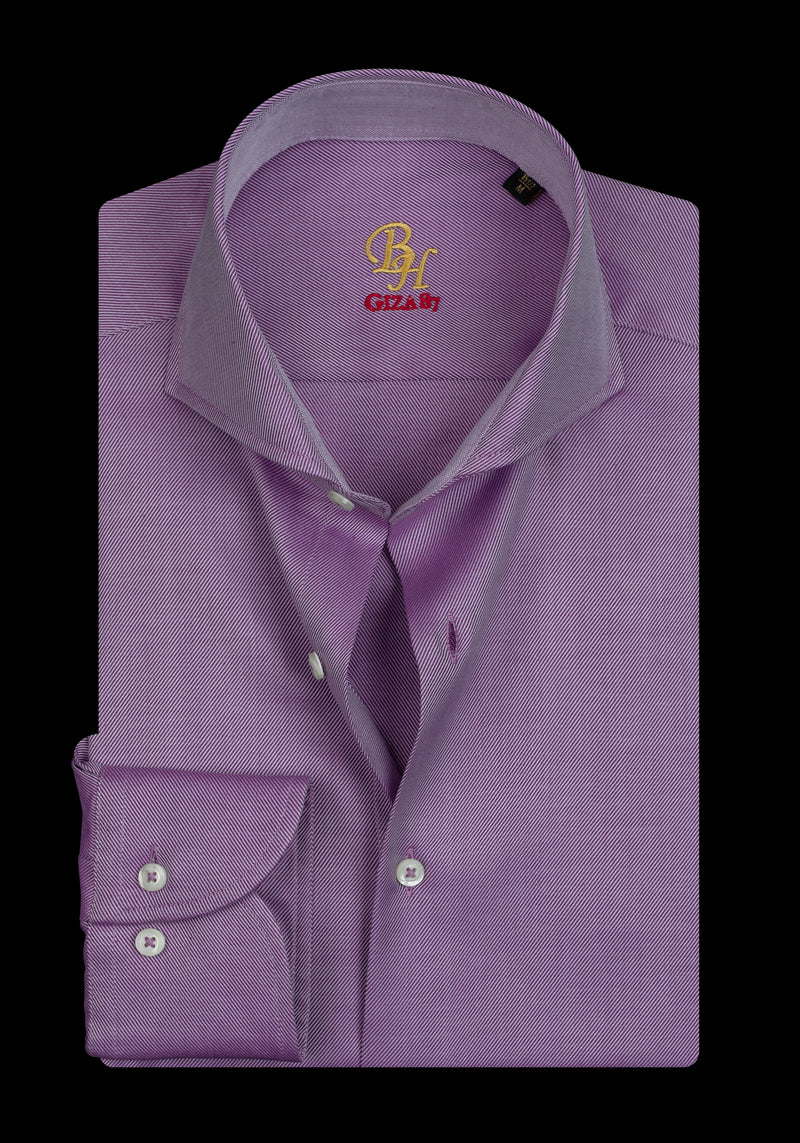 Giza 87 Cotton Grape Purple Stripe Fine Twill Shirt