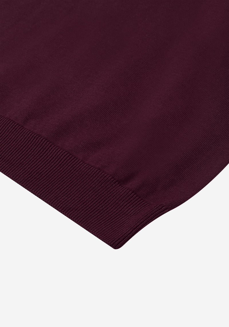 Midnight Burgundy Quarter-Zip Cotton Pullover