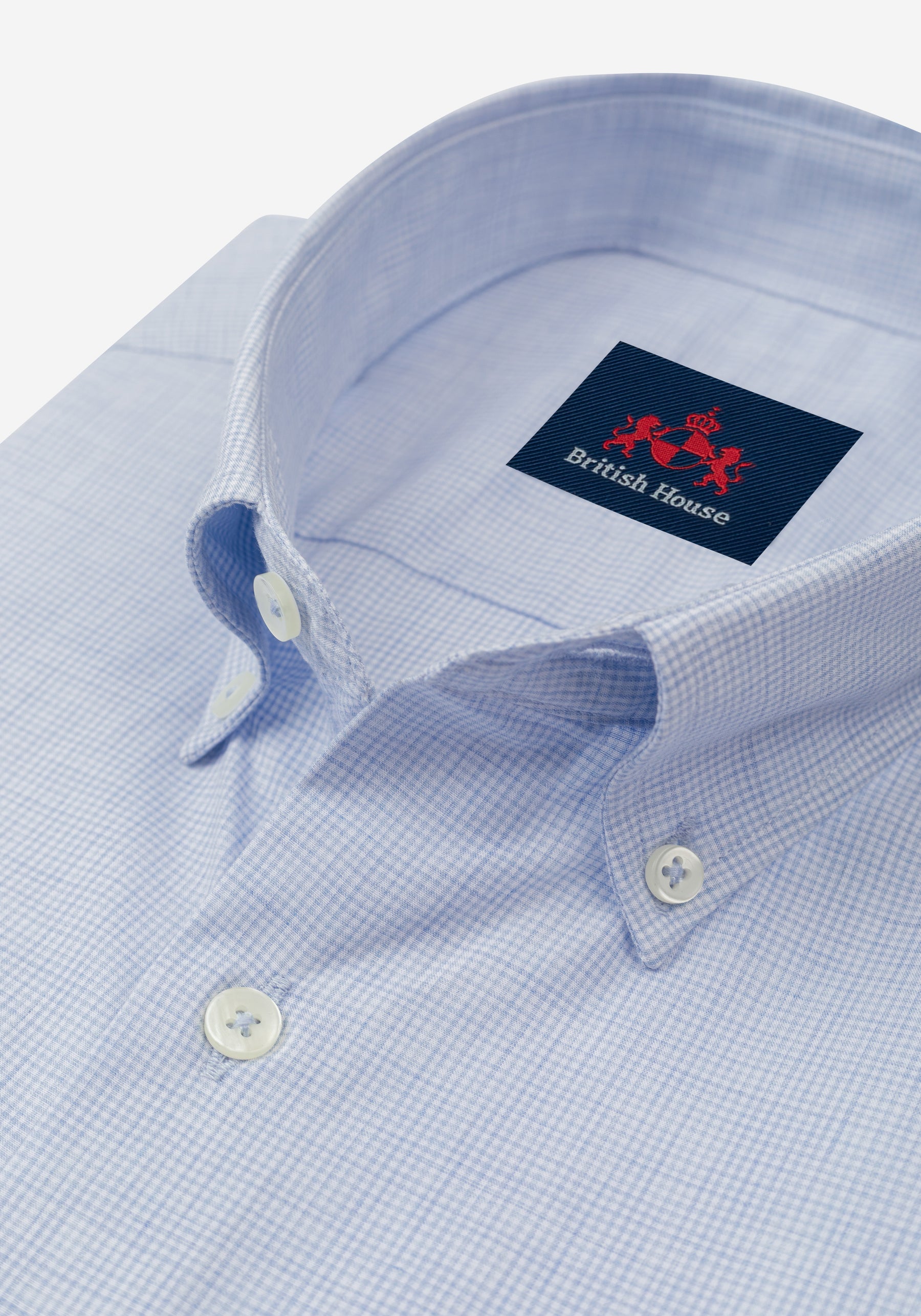 Cornflower Blue Checked Light Oxford Shirt