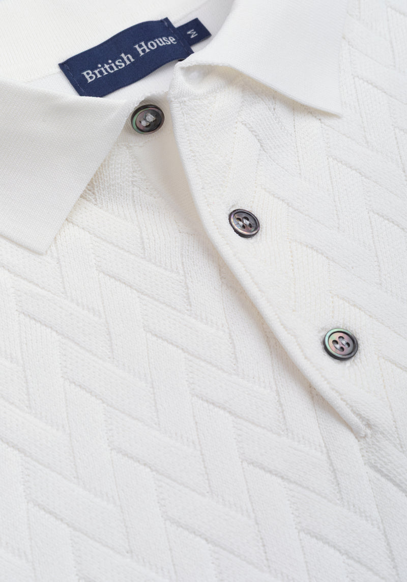 Pearl White Polyamide Knitted Polo Shirt