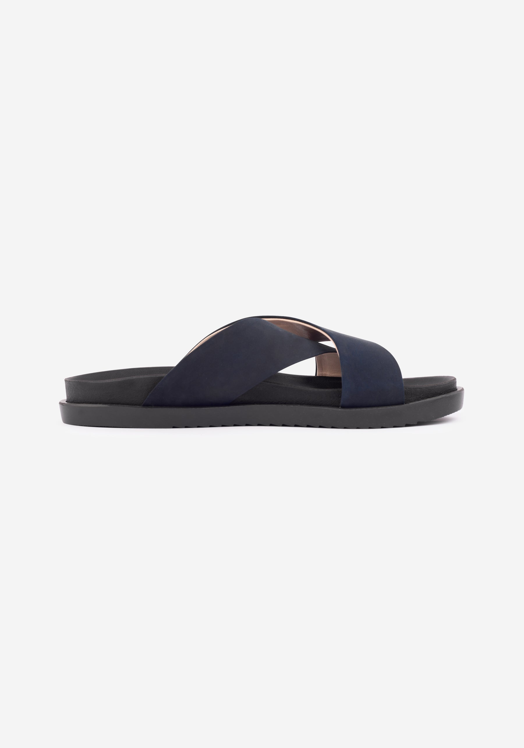 Atlantic Navy Crossover Leather Slide