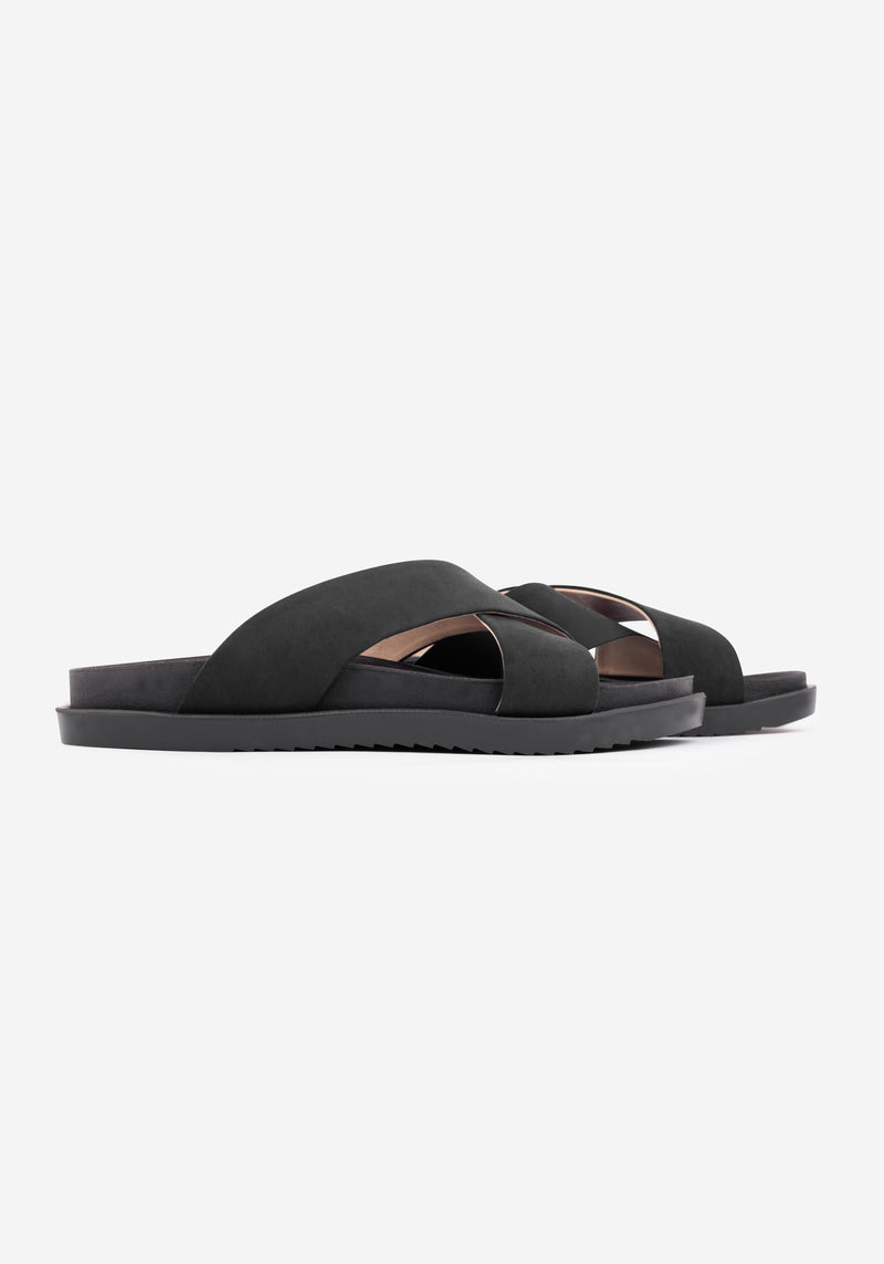 Shadow Black Crossover Leather Slide