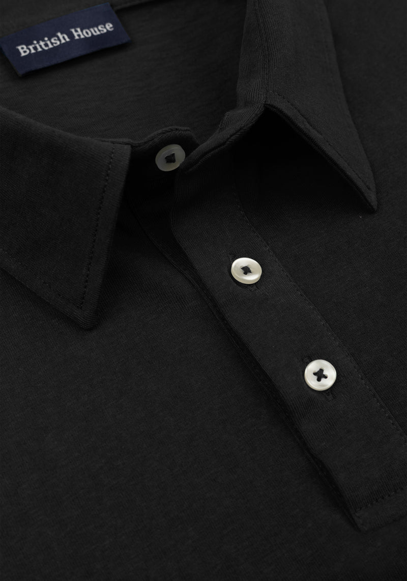 Obsidian Black Cotton Polo Shirt