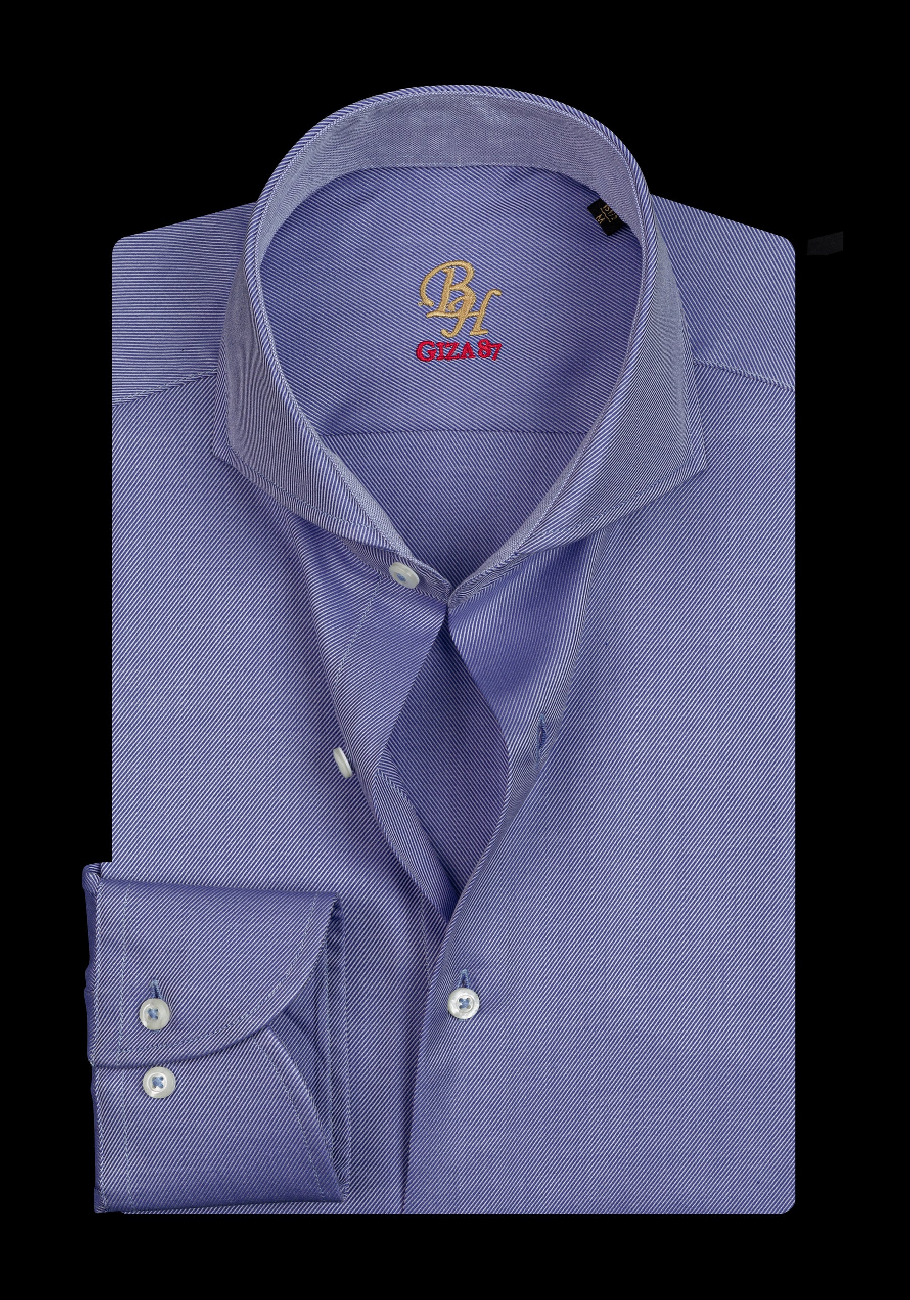 Giza 87 Cotton Silent Blue Stripe Fine Twill Shirt