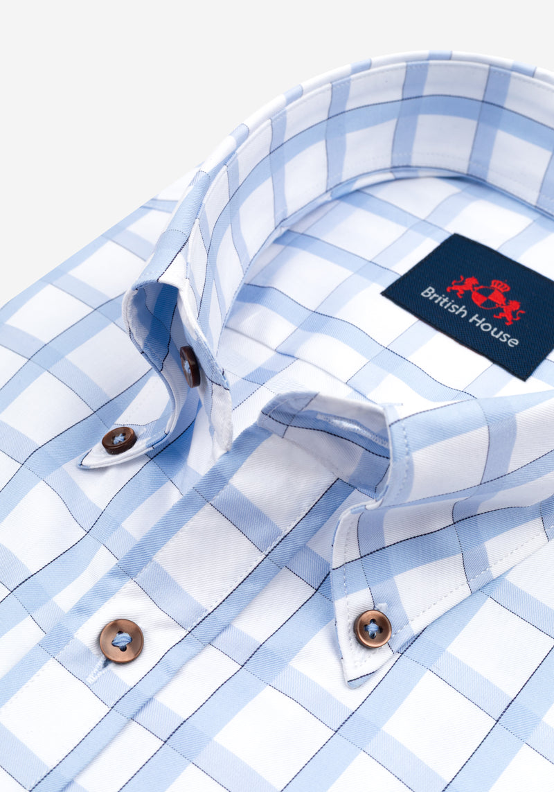 Coastal Blue Checked Signature Twill Shirt