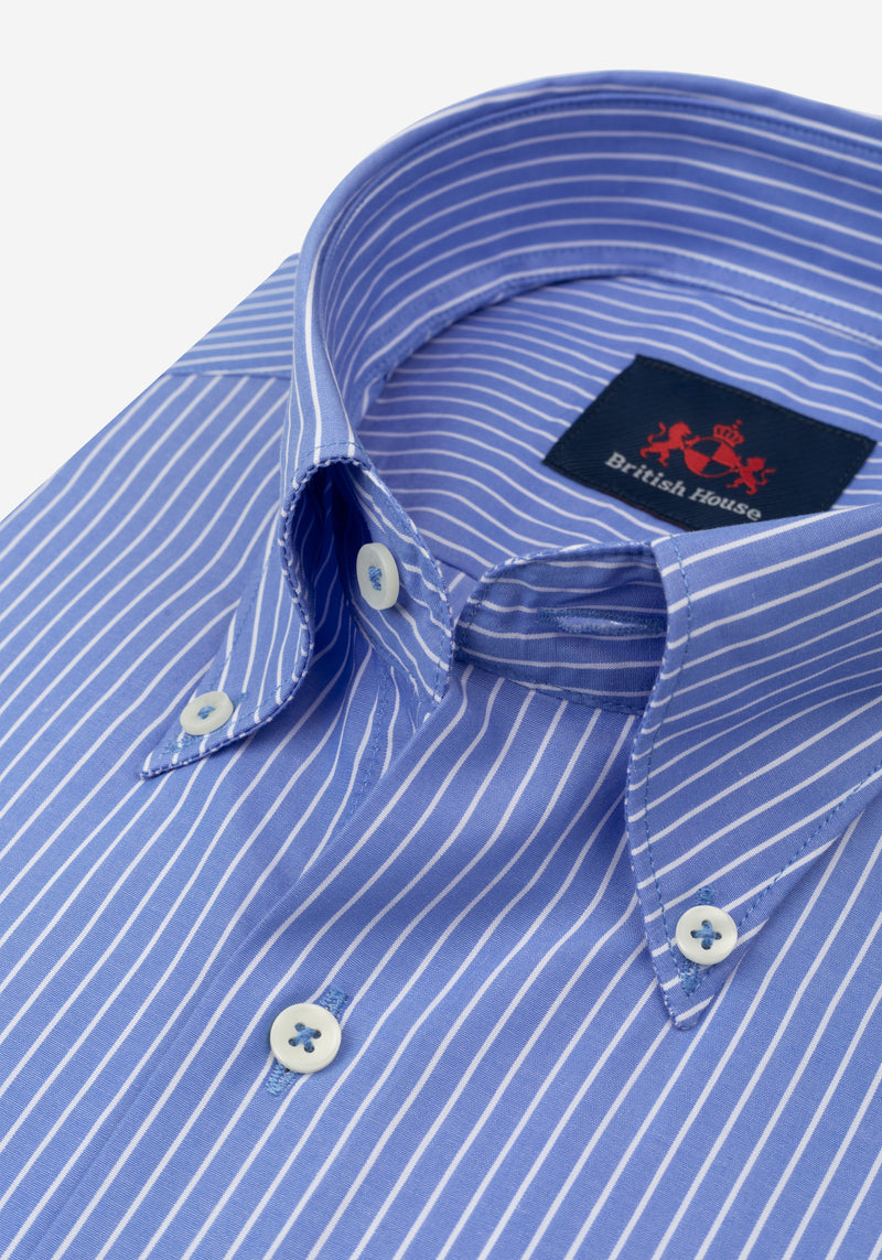 Azure Blue Stripe Poplin Shirt