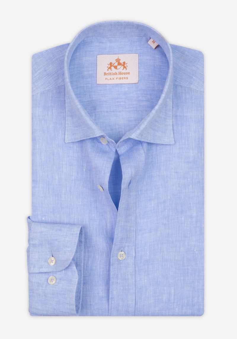 Polar Blue Washed Belgian Linen Shirt