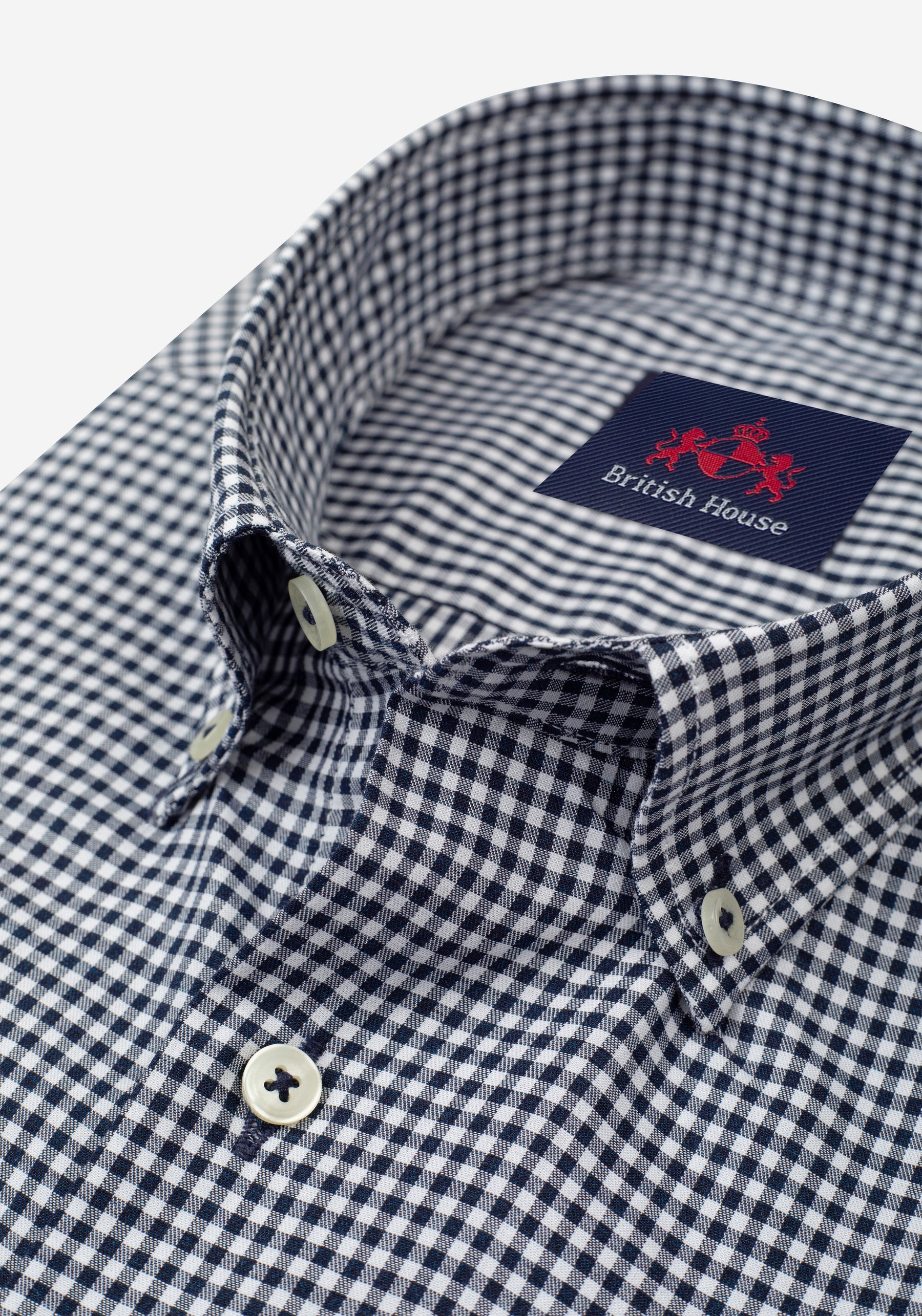 Muted Navy Checked Poplin Shirt