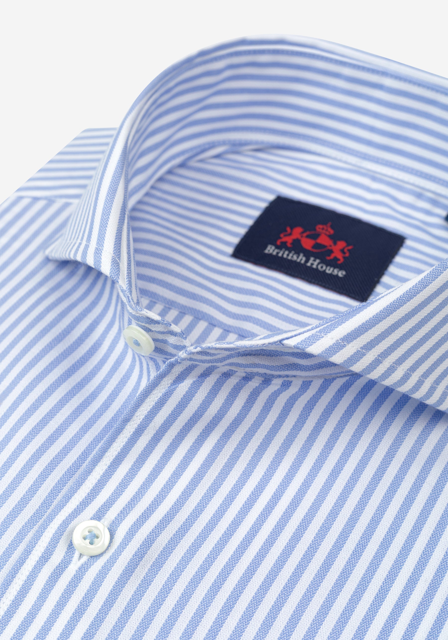 Soft Blue Stripe Herringbone Shirt