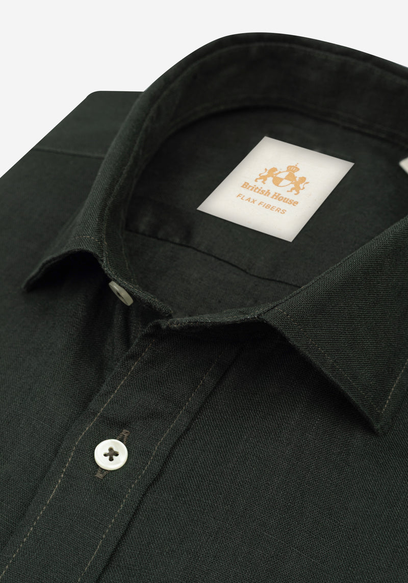 Dull Olive Belgian Linen Shirt
