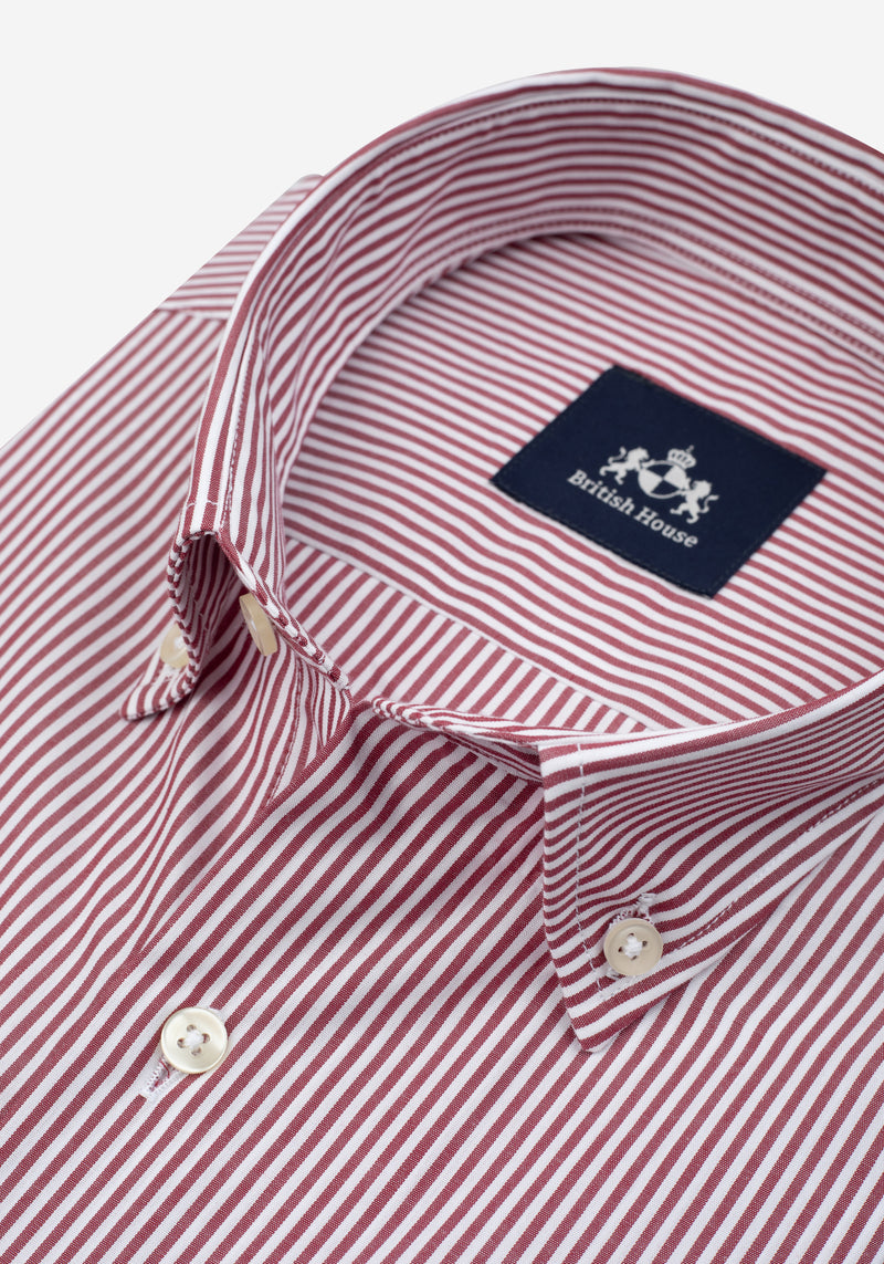 Claret Red Stripe Poplin Shirt