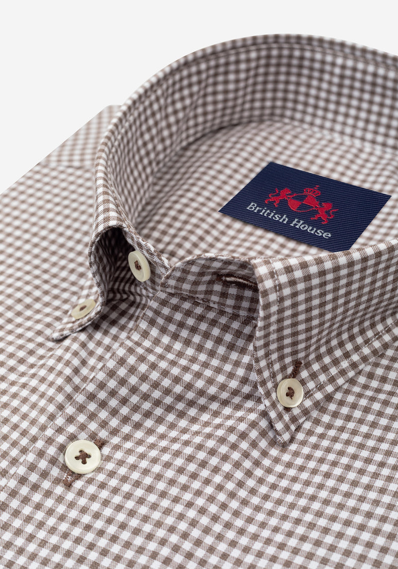 Hazel Brown Checked Poplin Shirt