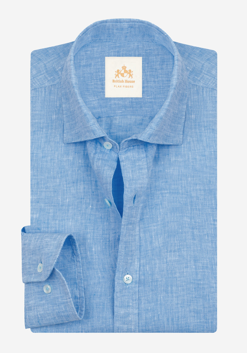 Cornflower Blue Belgian Linen Shirt