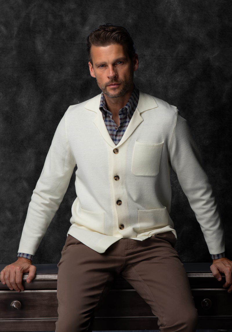 Off-White Merino Wool Blend Cardigan