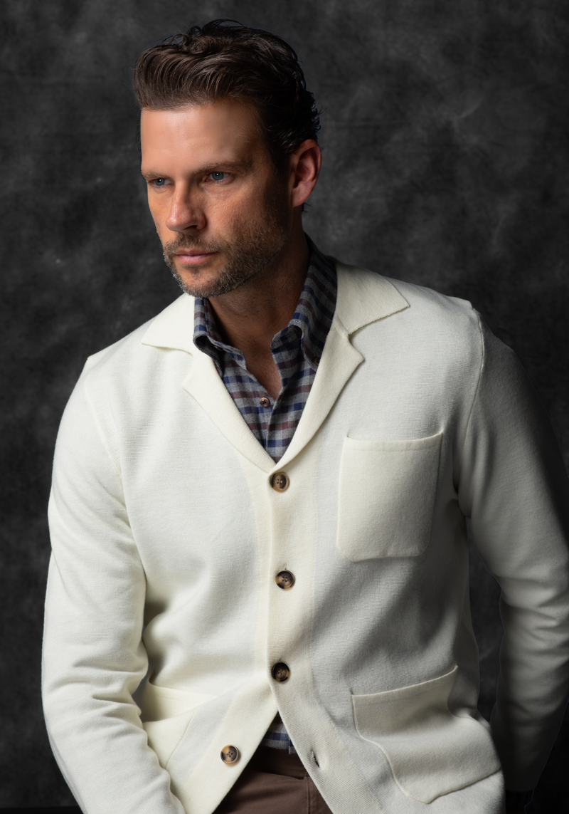 Off-White Merino Wool Blend Cardigan