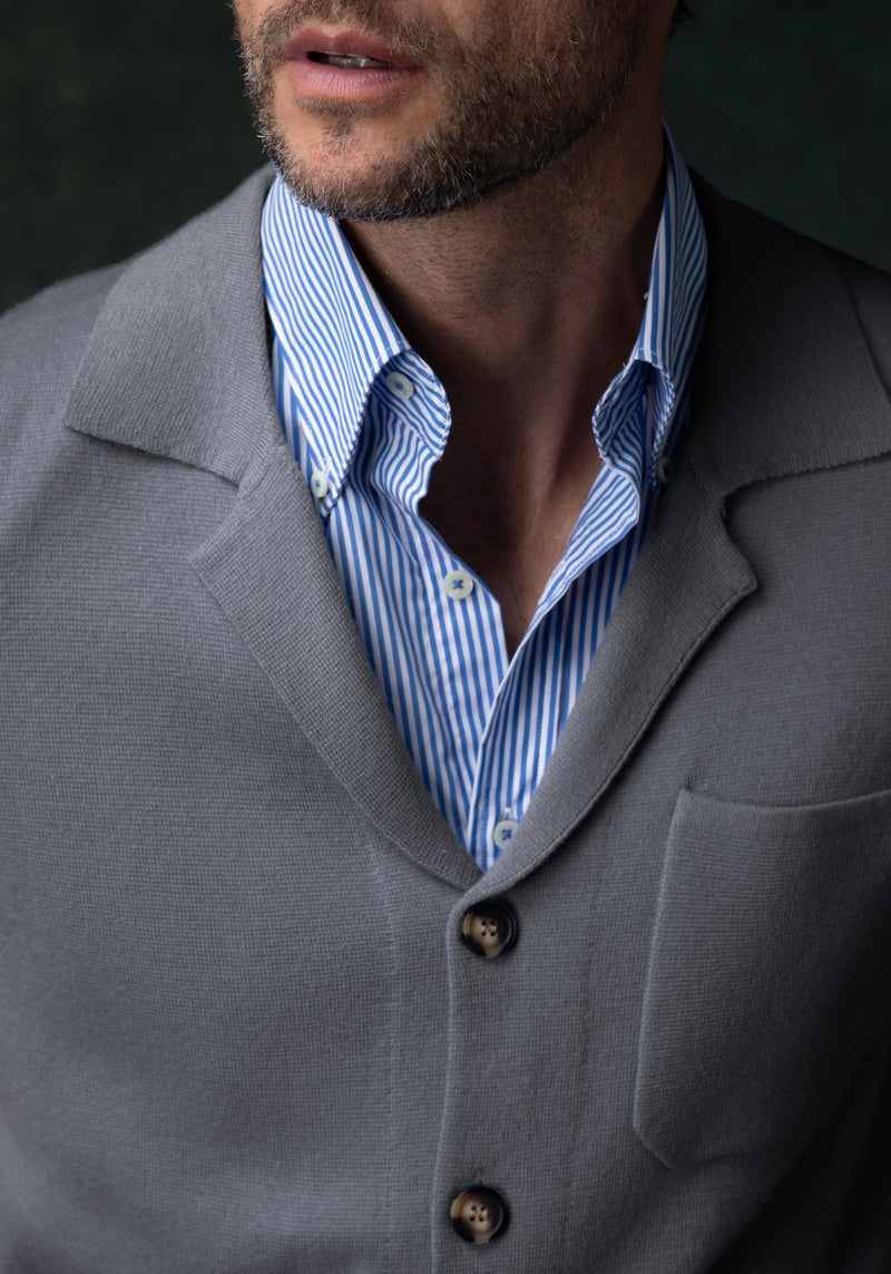 Eclipse Grey Merino Wool Blend Cardigan