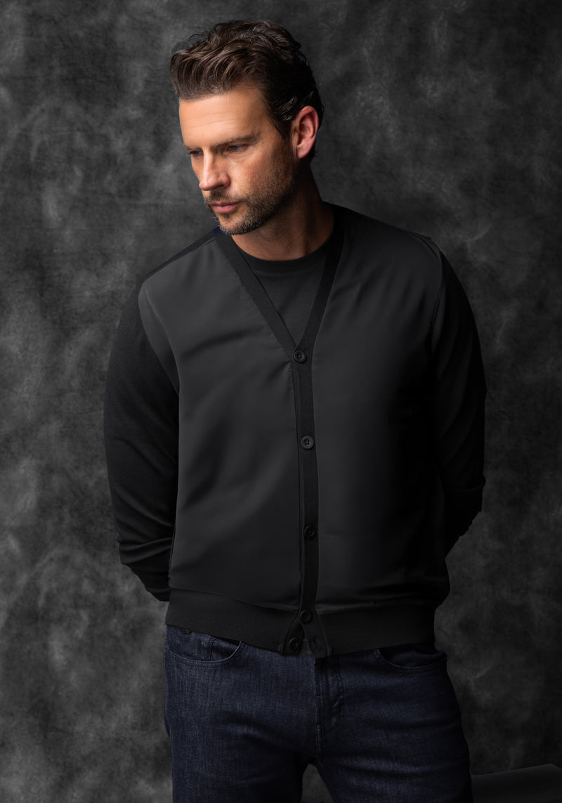 Carbon Black Polyamide Cardigan