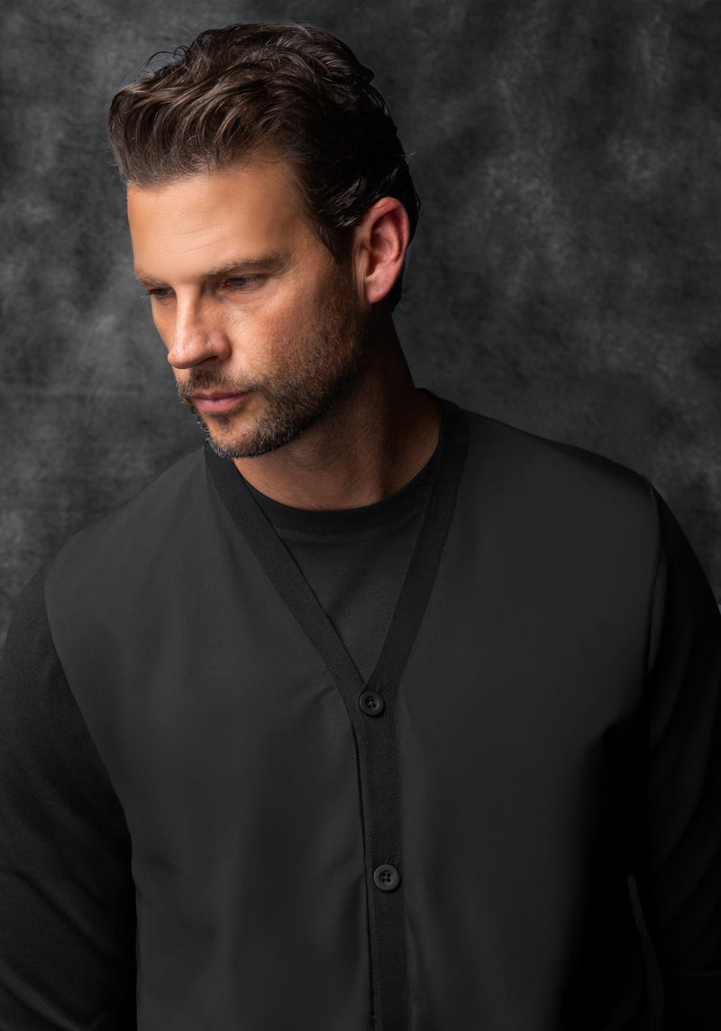 Carbon Black Polyamide Cardigan