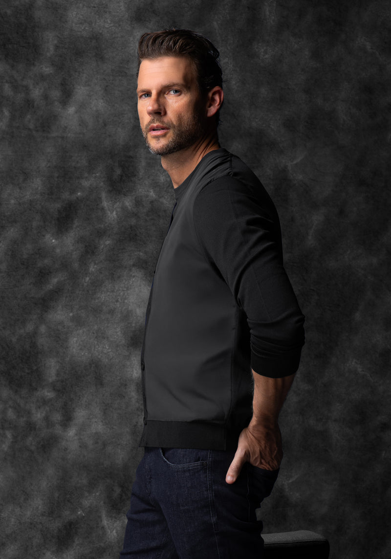 Carbon Black Polyamide Cardigan