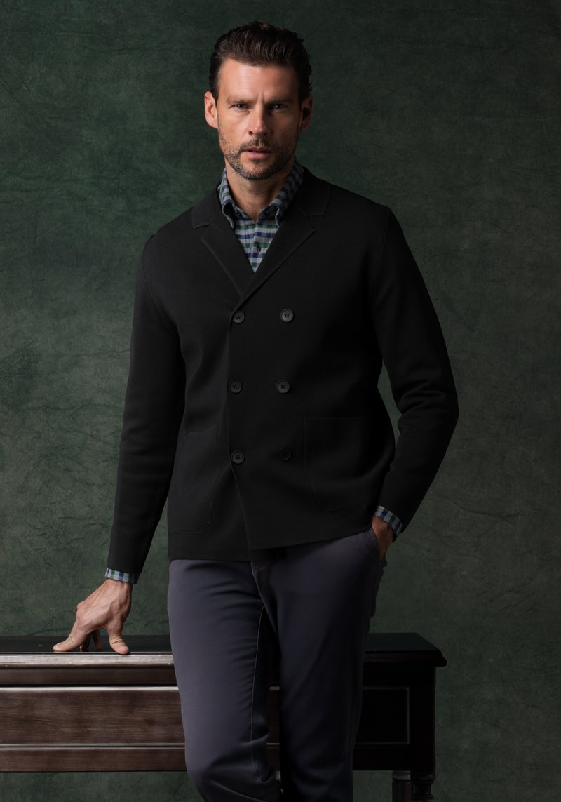 Ember Black Double-Breasted Polyamide Jardigan