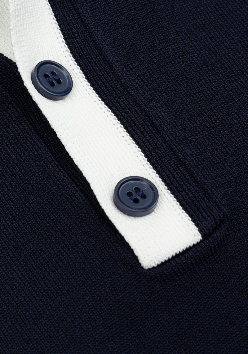 Shadow Navy Polyamide Knitted Polo Shirt