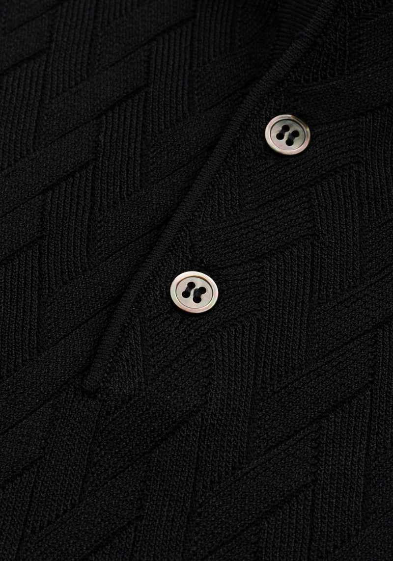 Carbon Black Polyamide Knitted Polo Shirt