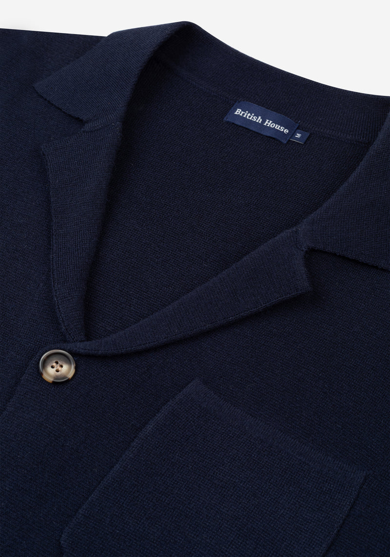 Imperial Navy Merino Wool Blend Cardigan