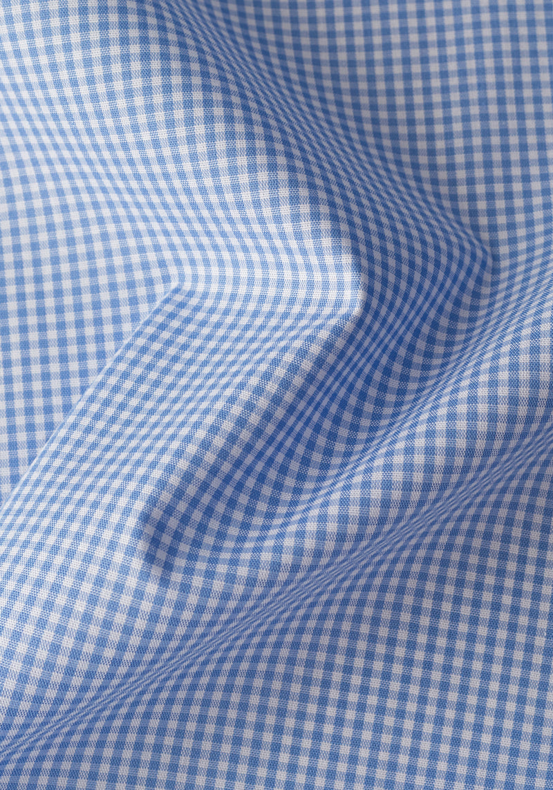 Pale Blue Checked Poplin Shirt
