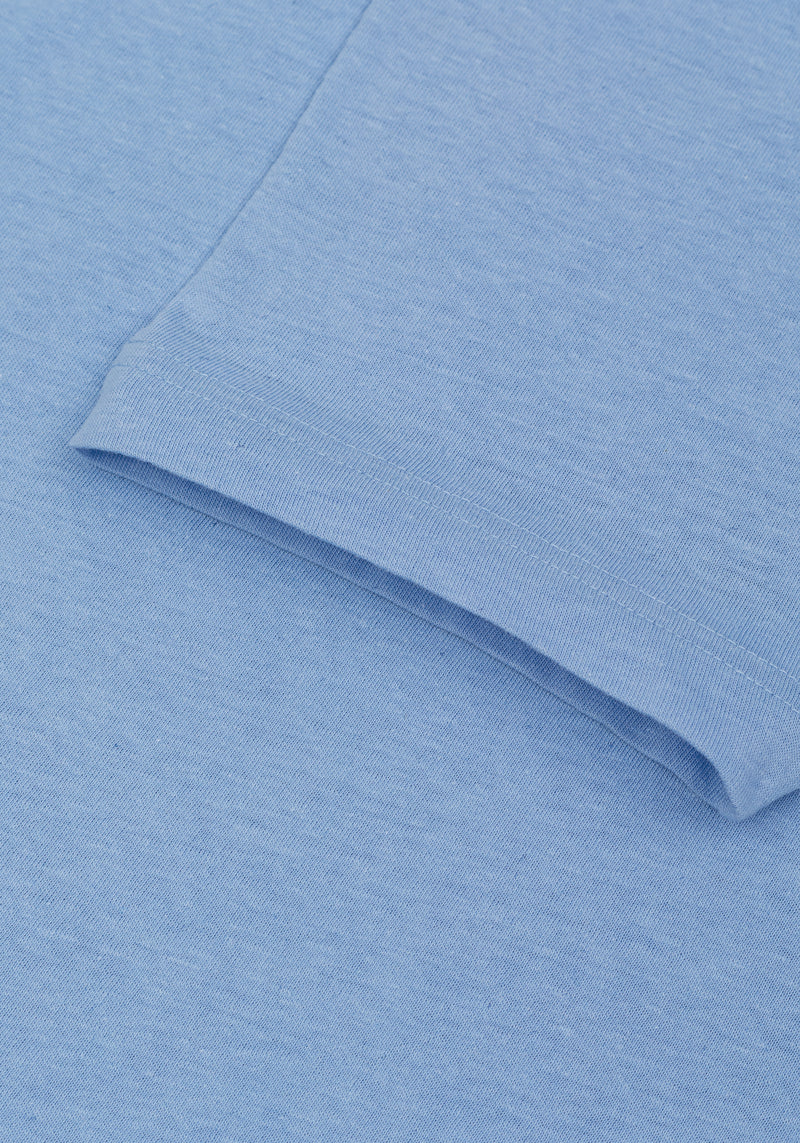 Serene Blue Linen-Blend V-Polo