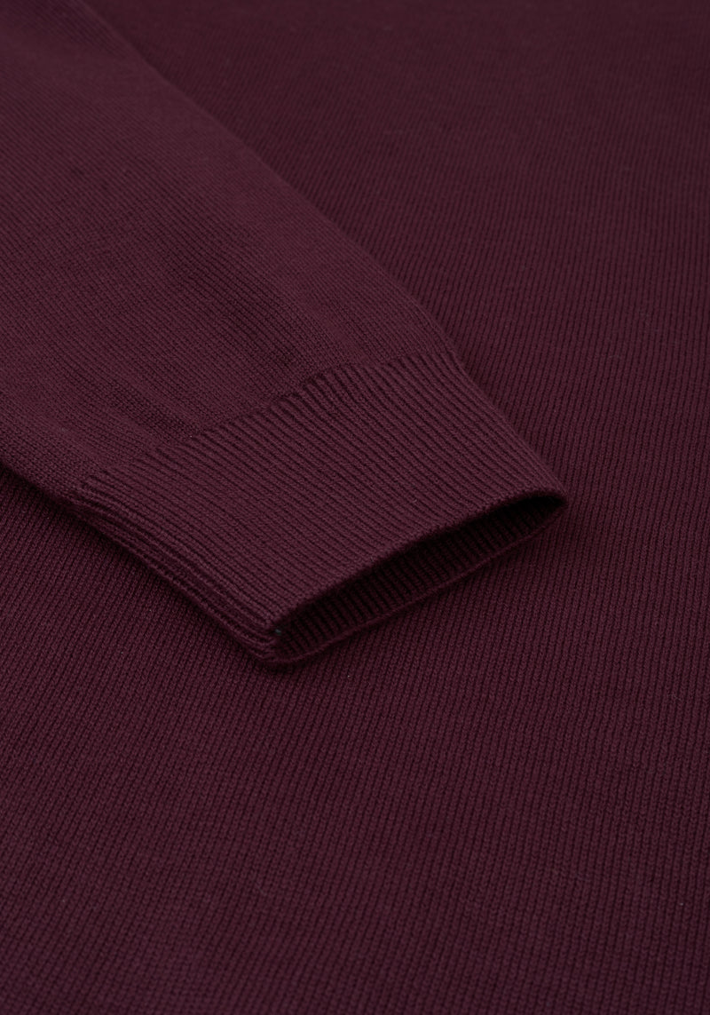 Midnight Burgundy Quarter-Zip Cotton Pullover