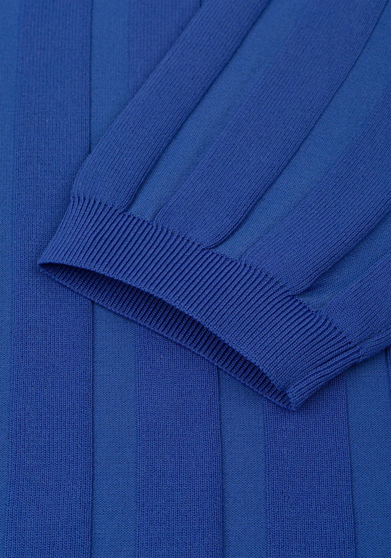 Rich Blue Polyamide Knitted Polo Shirt