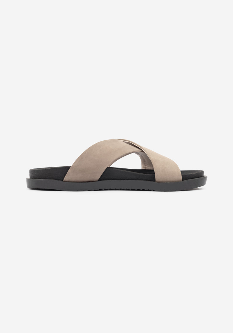 Shore Beige Crossover Leather Slide