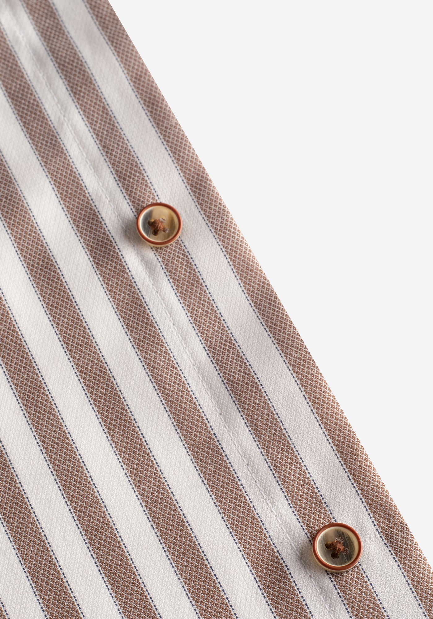 Deep Brown Stripe Two-Ply Oxford Shirt - Short Sleeve