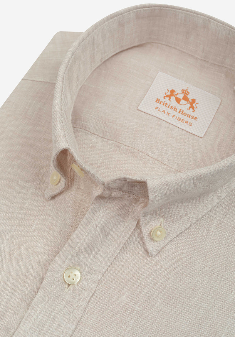 Palm Beige Belgian Linen Shirt