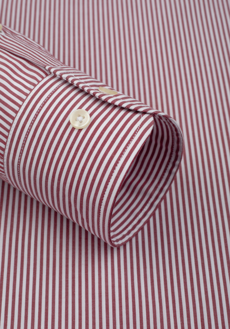 Claret Red Stripe Poplin Shirt