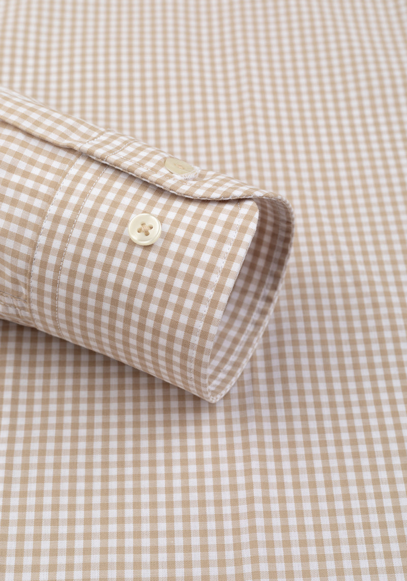 Dust Beige Checked Poplin Shirt
