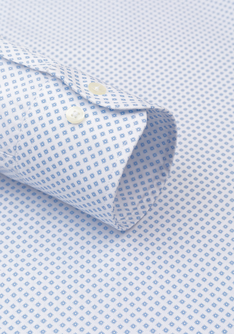 White Blue Floral Poplin Shirt