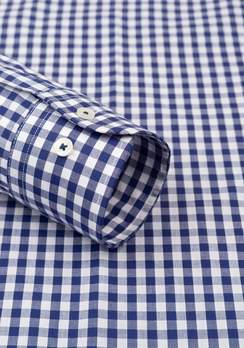 Midnight Navy Checked Poplin Shirt