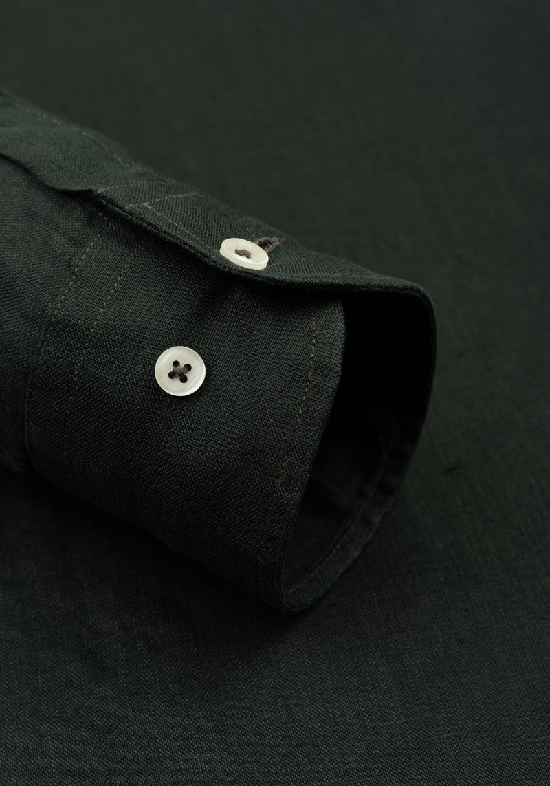Dull Olive Belgian Linen Shirt