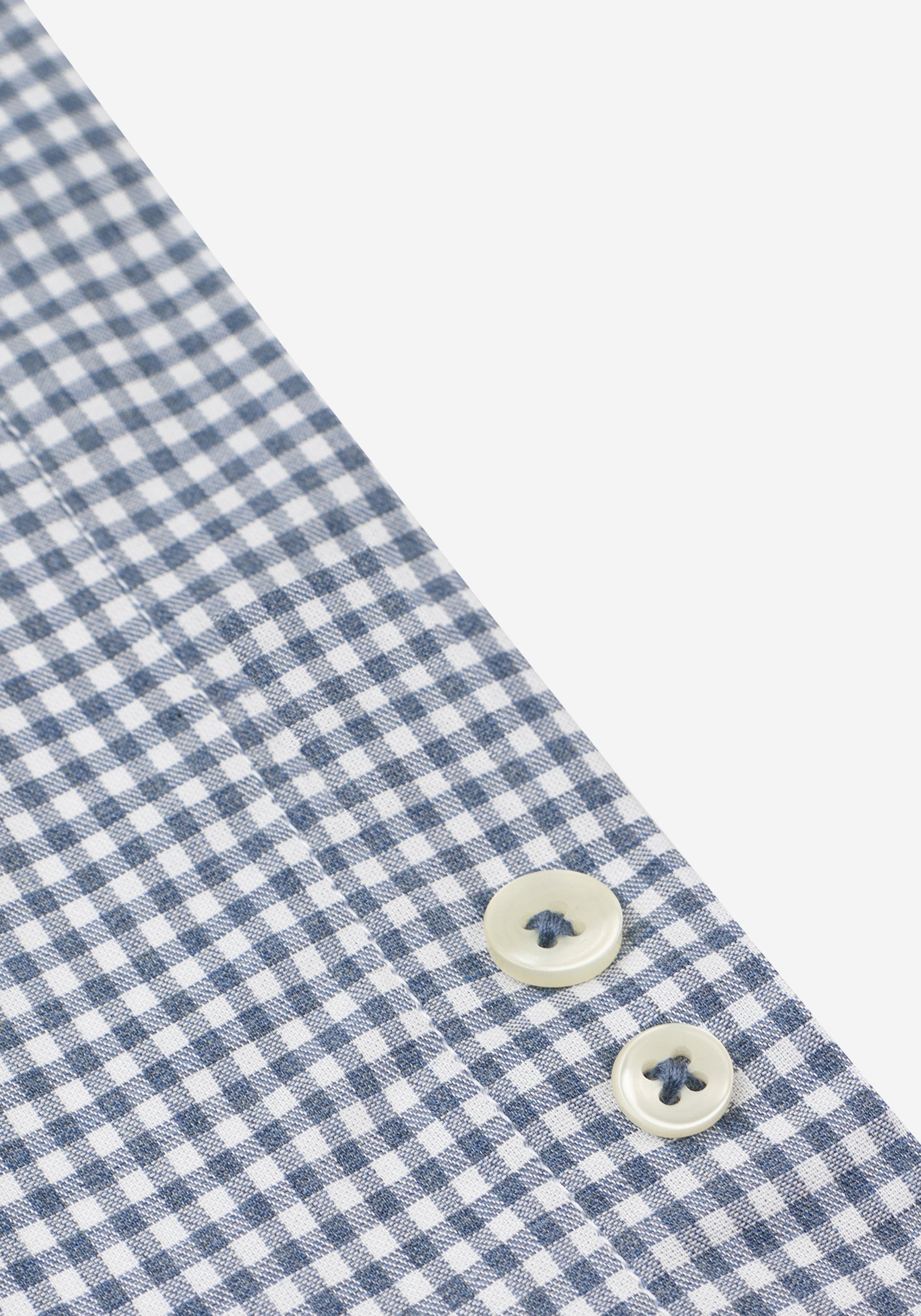 Faded Navy Checked Poplin Shirt