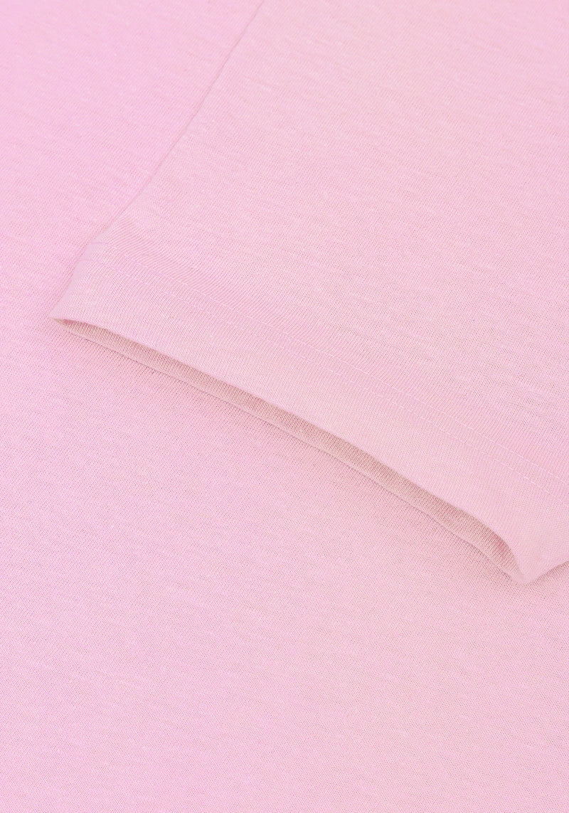 Pastel Pink Linen-Blend V-Polo
