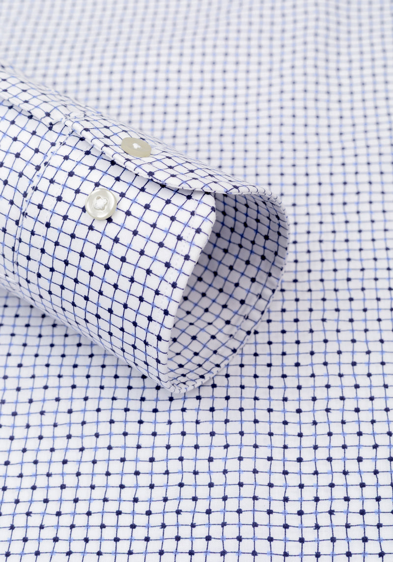 Marine Blue Two-Tone Pattern Poplin Shirt
