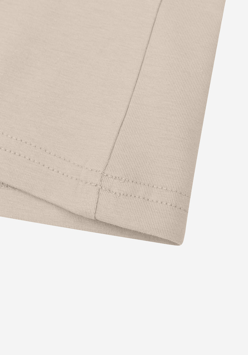 Ash Beige Cotton Undershirt - Short Sleeve