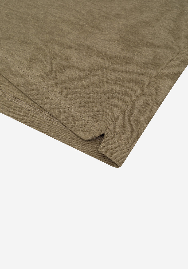 Clay Brown Linen-Blend V-Polo
