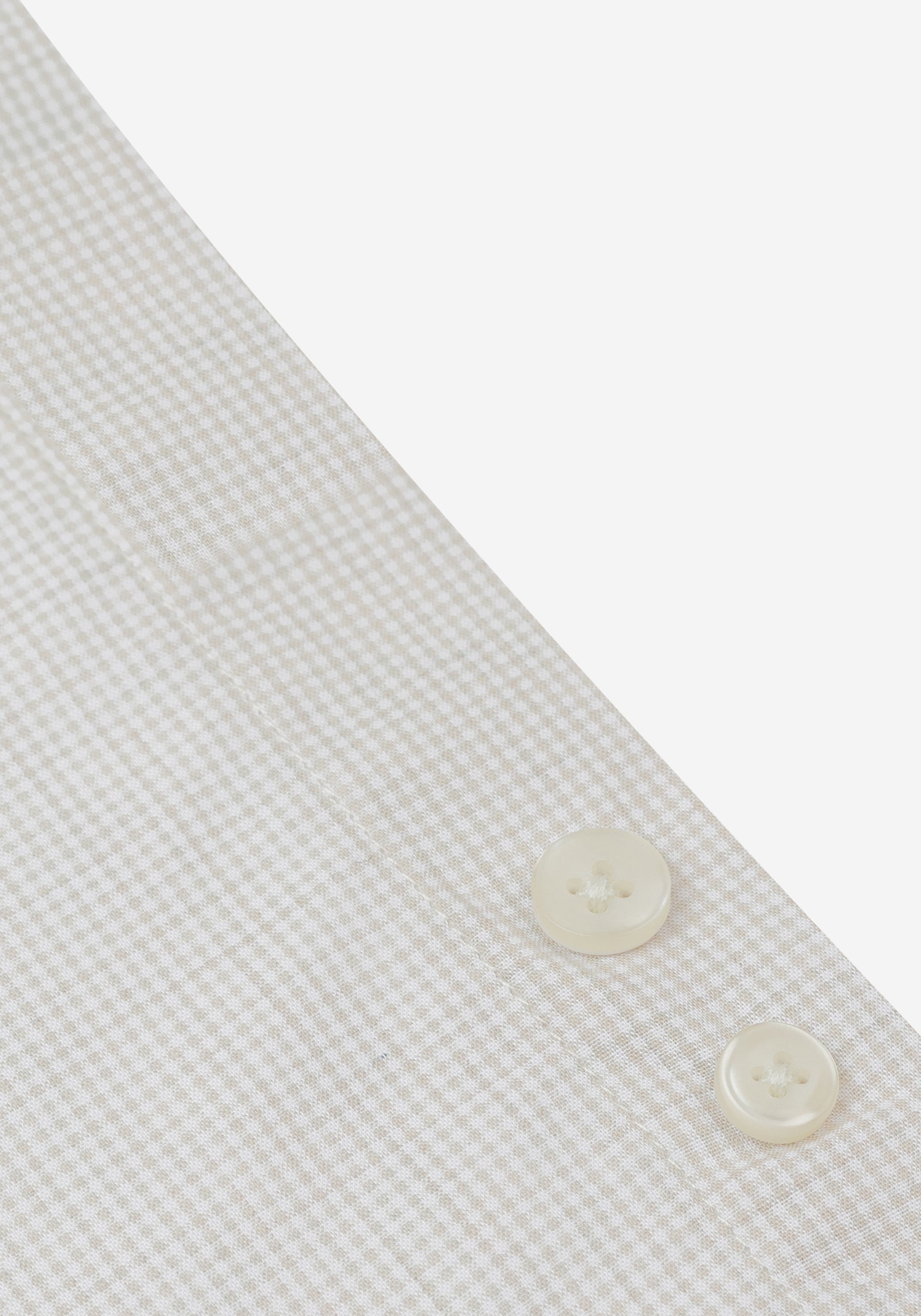 Hemp Beige Checked Light Oxford Shirt