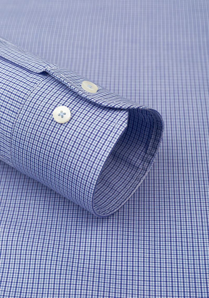 Delft Blue Checked Poplin Shirt