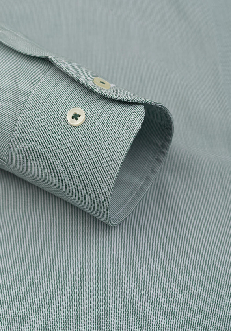 Deep Green Stripe Poplin Shirt