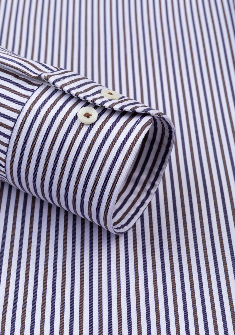 Vintage Navy Brown Stripe Twill Shirt